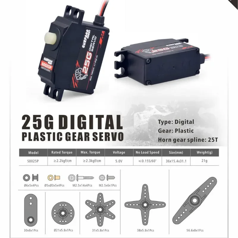 SURPASS S0900M 9KG Digital Servo Metal Gear para 1/10 1/8 de alta velocidade RC Car Aircraft RC Barco Smart Robot Modelo