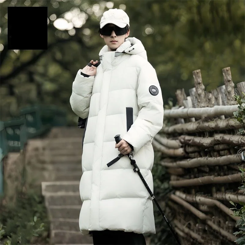 Hot Sale Hooded Long Knee Length White Duck Down Jacket Men Women Winter Warm Oversized Couple Parka for Traveling JK-133