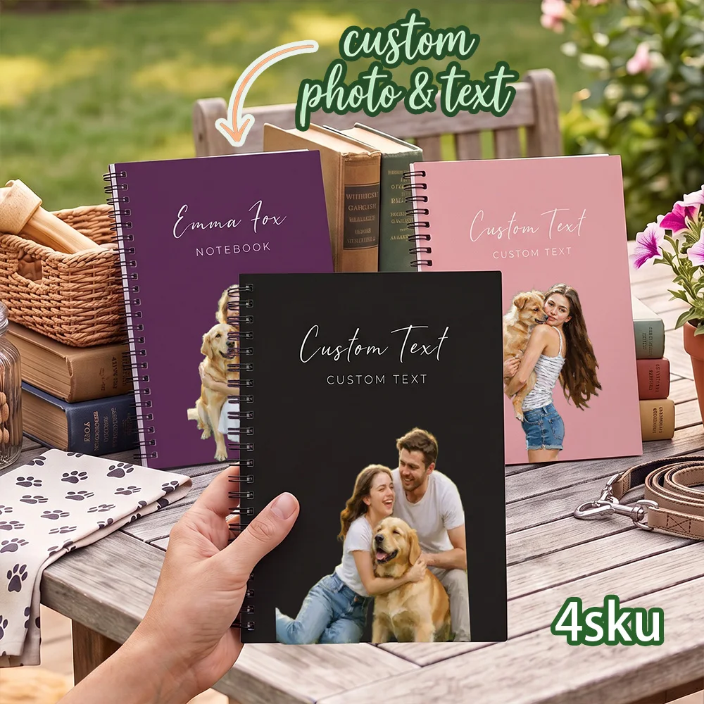 Personalized Photo Custom,Pet Bound Notebook,Custom Name & Pet Photo Cover,Notebook