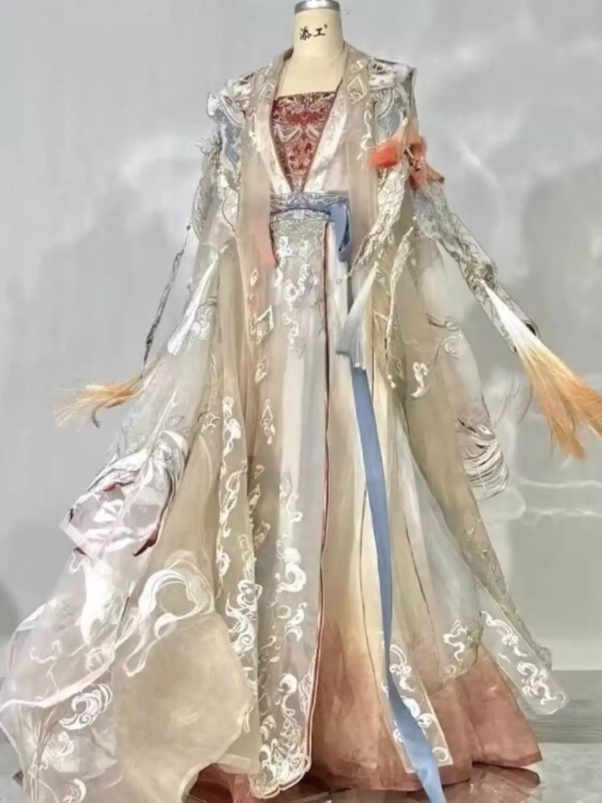 

Новый стиль Wei Jin Tang длиной до груди, национальный косплей, улучшенный элемент Hezi, тяжелый ремесленный костюм весны и лета с вышивкой ханьфу