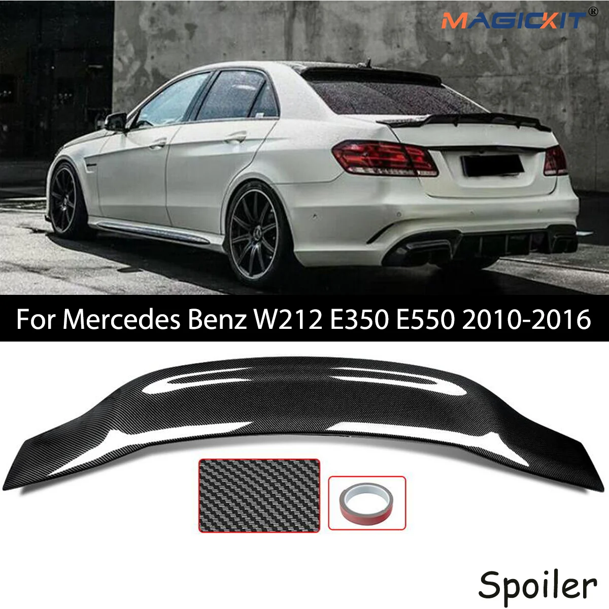 R Style Rear Spoiler For Mercedes Benz W212 E350 E550 2010-2016 Carbon Look ABS CAR Accessories