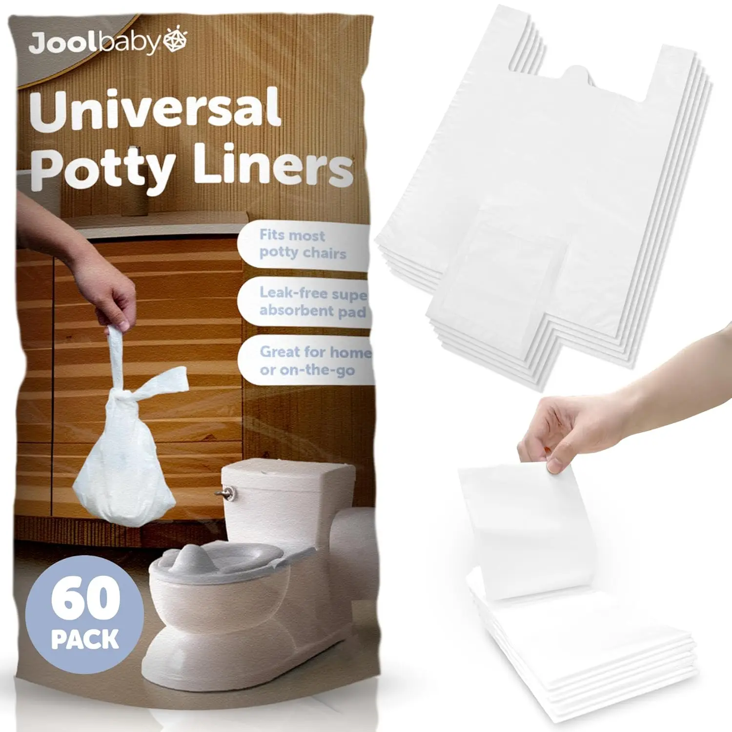 

Universal Fit Disposable Potty Liners, Super-Absorbent for Potty Chairs (60 Count) – Convenient Baby Care