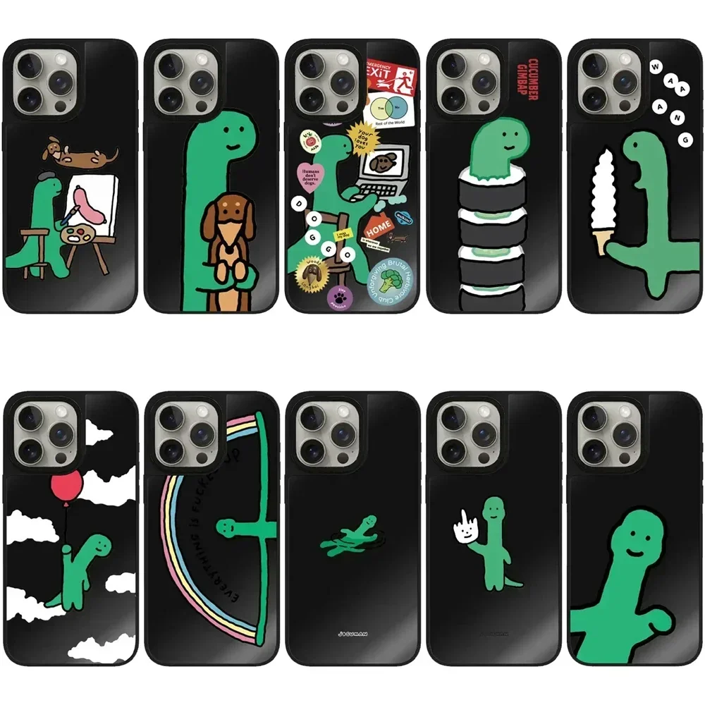 

Cartoon Dinosaur Mirror Magnetic iPhone 12 13 14 15 Pro Max Protective Case