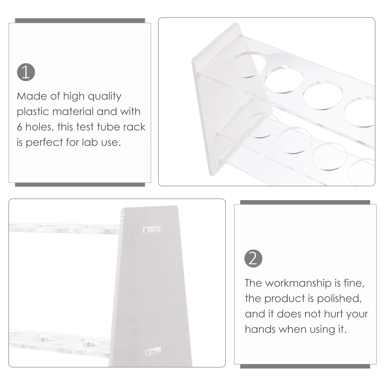

6-Hole Plastic Test Tube Rack Lab Organizer Holder For Science Laboratory Lightweight Portable Test Tube Shelf Rack For