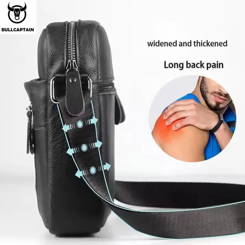 BULLCAPTAIN حقيبة ساعي جلدية للرجال حقائب كتف ريترو حقائب كروس صغيرة محافظ حزمة حبال عادية لحقيبة يد السفر #6