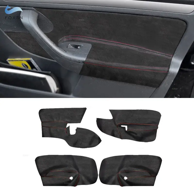 LHD For VW Golf 5 MK5 Jetta 2005 2006 2007 2008 2009 2010 4pcs Suede Leather Interior Car Door Panel Armrest Cover Sticker Trim