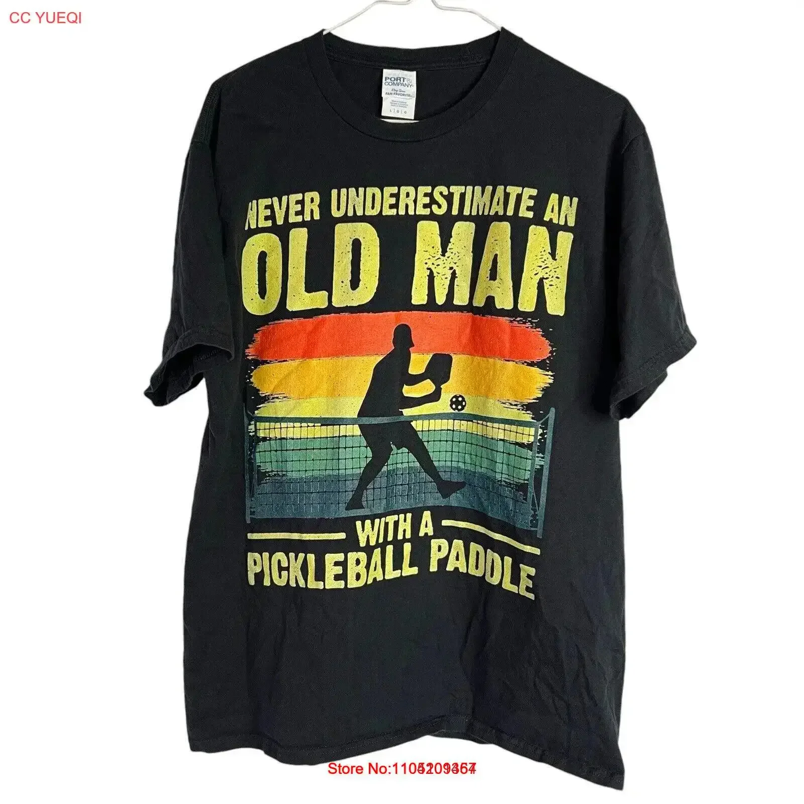 

Никогда не недооценивайте старика с веслом для пиклбола, мужская большая черная футболка, винтажная мытая мужская растягивающаяся дышащая футболка