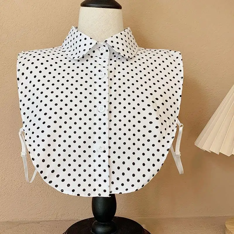Faux col en coton à pois pour femmes, demi-chemise Simple, Style faux col, chemise polyvalente détachable, col décoratif quatre saisons
