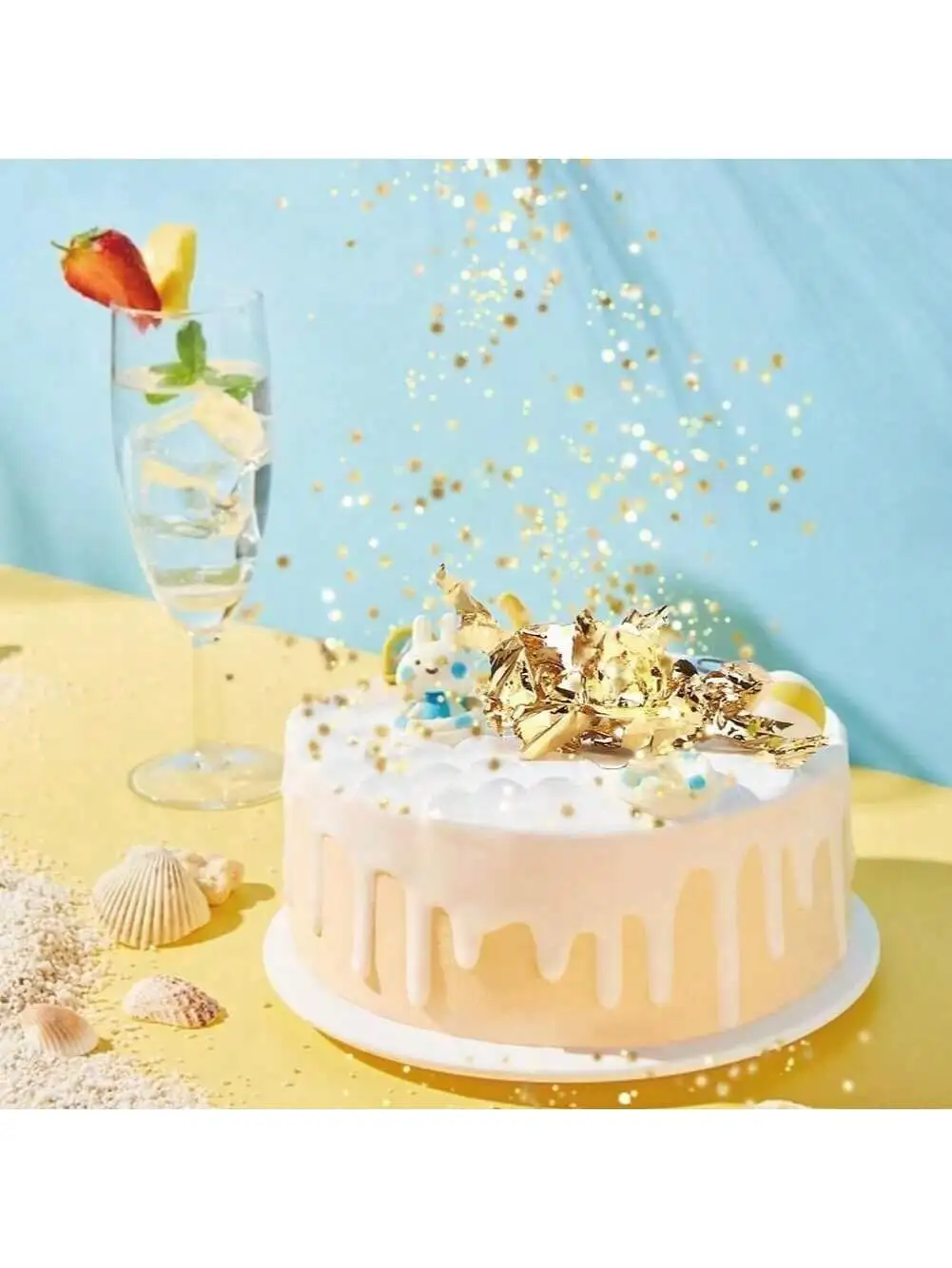 Gold Flakes, Gold Leaf Cake Decoration Gold Leaf Sheets for Cooking Dessert Baking Gold Foil Chocolates Decor Gold Flakes view 4