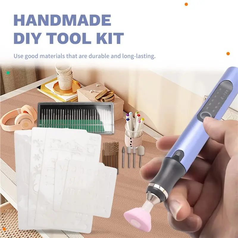 ~Latest Model Deburring Tool Resin Polishing Tools Kit,Electric Resin Drill Kit,Rotary Pen With Bits For Keychain Making,Jewelry