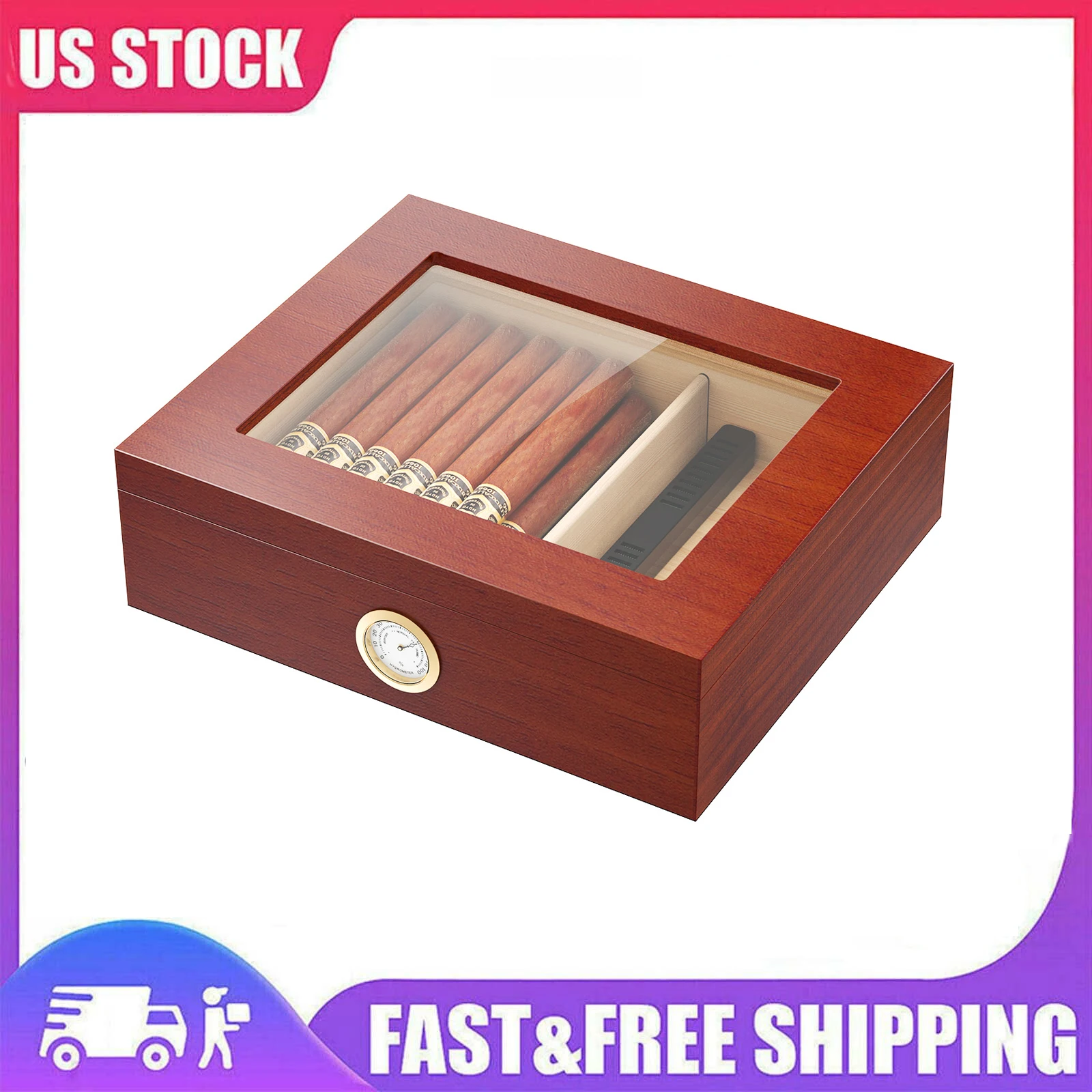 

Cedar Wood Cigar Travel Humidor Box Portable Cigar Case with Humidifier Hygrometer Cigar Humidor Sigaren Box seal storage