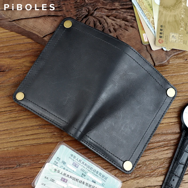 Vintage Genuine Leather Women's Wallet Handmade Cowhide Credit Card Slot Short Wallet For Men Portable Coin Purse With Zipper