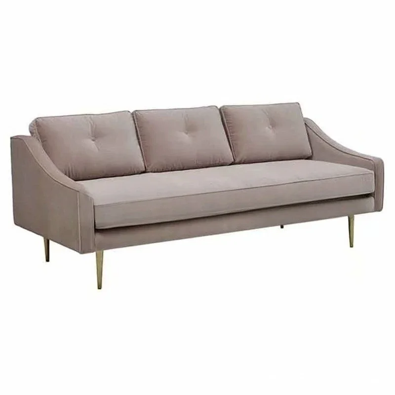 Nordic flannel buckle sofa furniture stainless steel leisure three-person sofa reception sofa