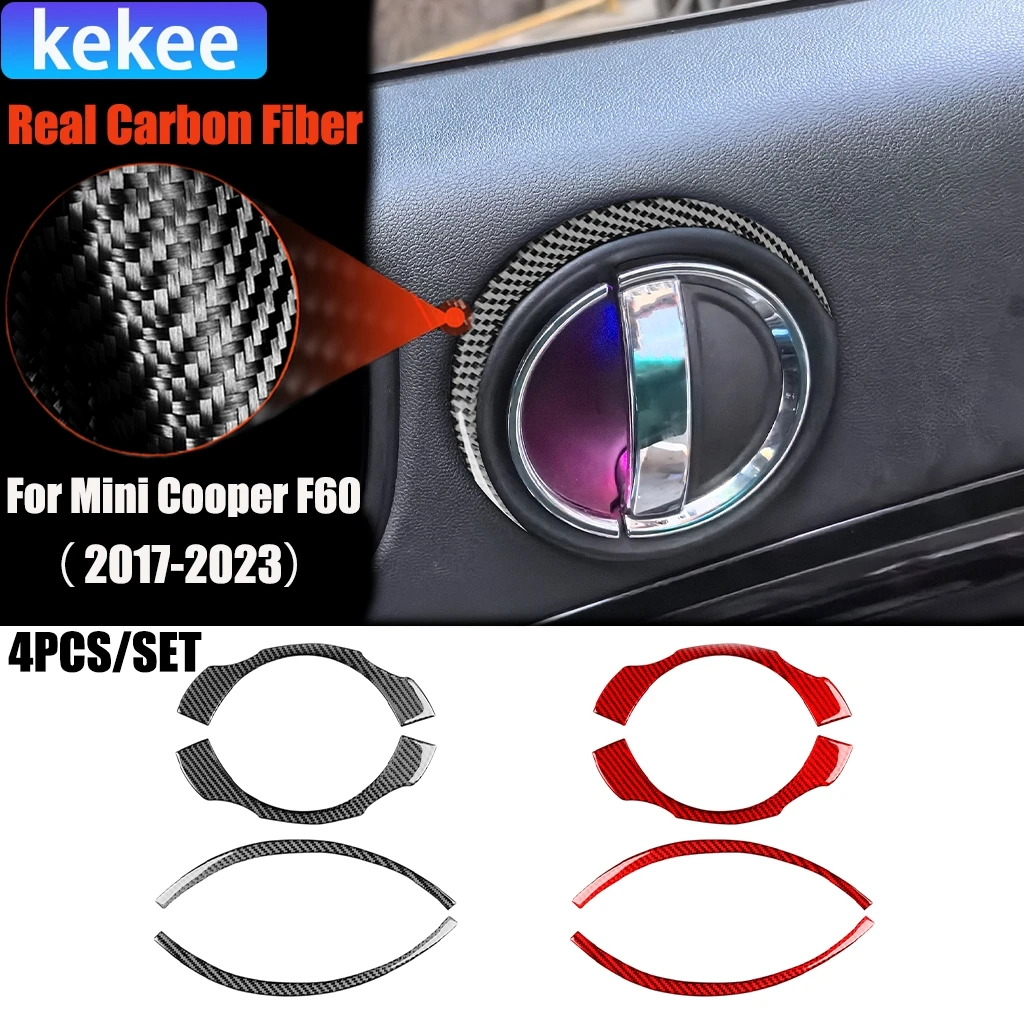 

Carbon Fiber Car Accessories Door Handle Ring Modified Interior Trim Cover Soft Sticker For Mini Cooper F60 Countryman 2017-2023