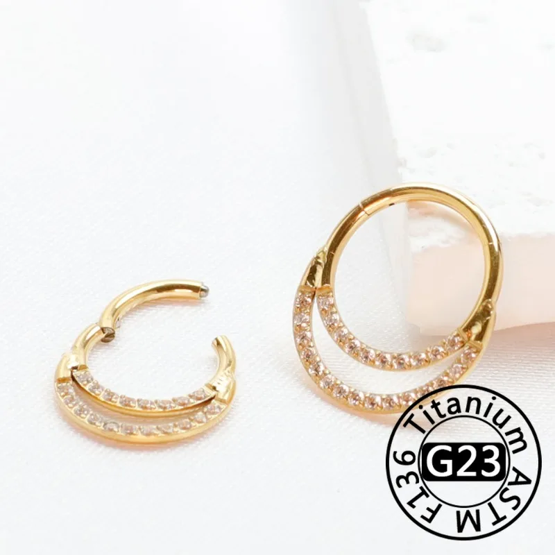 2/5pcs G23 Titanium Nose Ring Women Piercing Sexy Body Jewelry Septo Zircon Earring Tragus Circular for Septum Wholesale