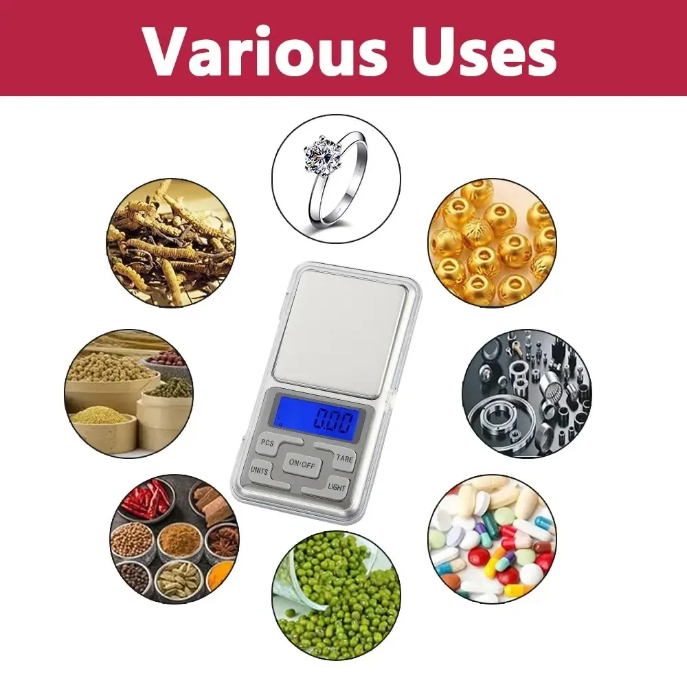 0.01g/500g Mini Electronic Scales High Precision Digital Scale for Jewelry Suitcases Travel Scale Pocket Mini Scale for Kitchen