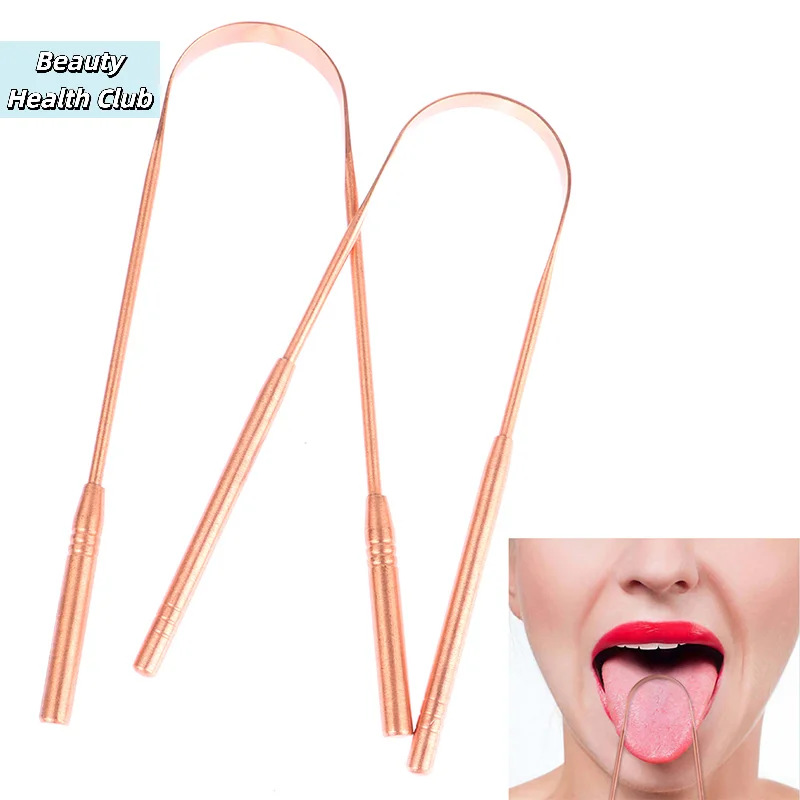 【1Pc Copper Tongue Scraper Cleaner Scraper Toothbrush Dental Oral Care Hygiene Health Care Tool For Men Women】