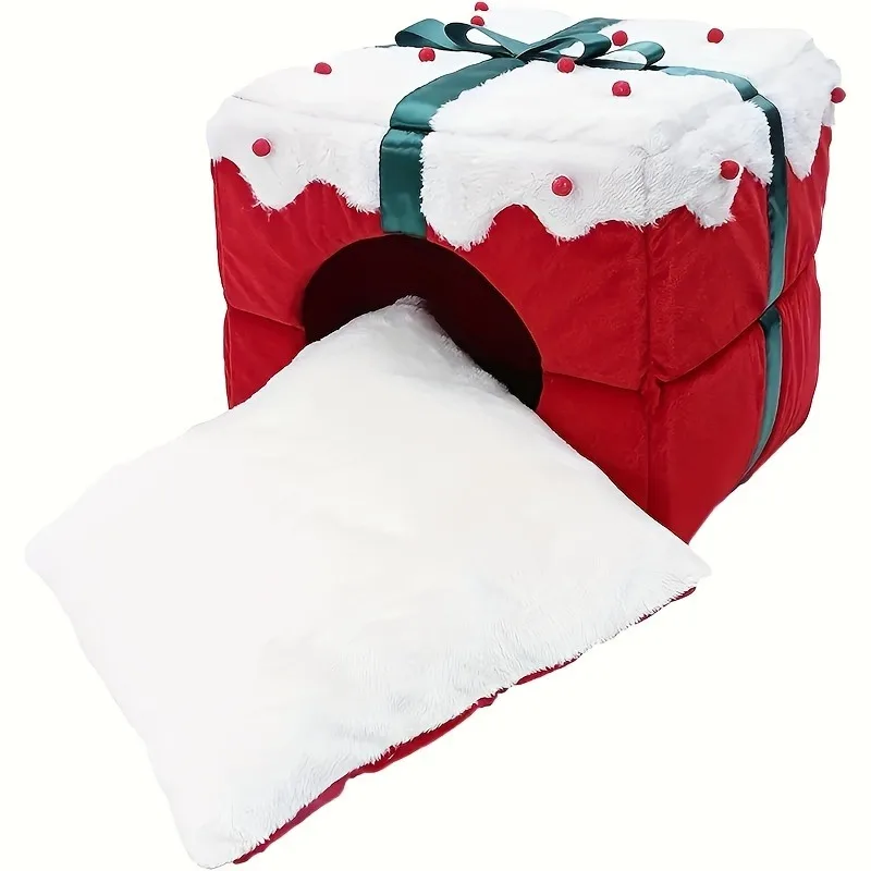 Bed for Cats Christmas Goods Warm Dog Winter Cushions Accessories Things Houses and Habitats Basket Accessory Kitten House Puppy