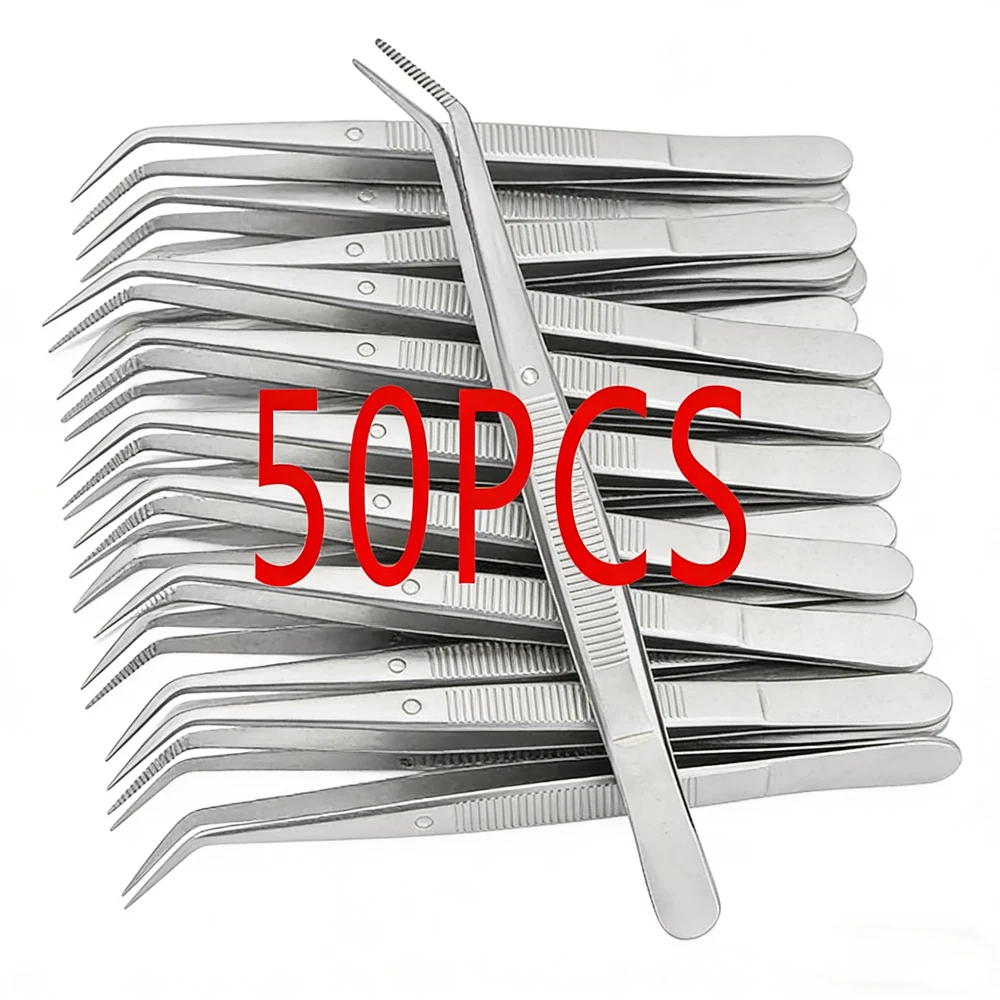 

50PCS Medical Grade Stainless Steel Dental Cotton Tweezers Filling Clips for Cotton Roll Placement Nail Art Precision Handling