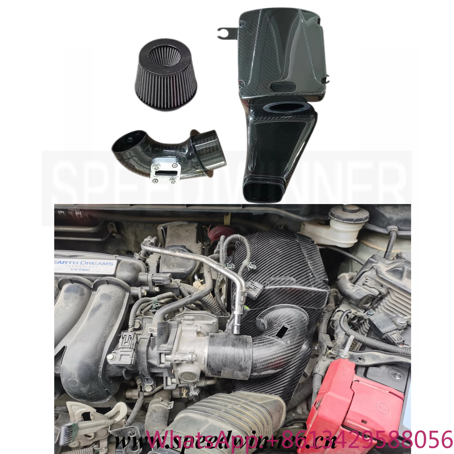

SpeedWinner NEW Style High Performance Dry Carbon Fiber Cold Air Intake System for Honda Fit GK5 1.5L 2015+