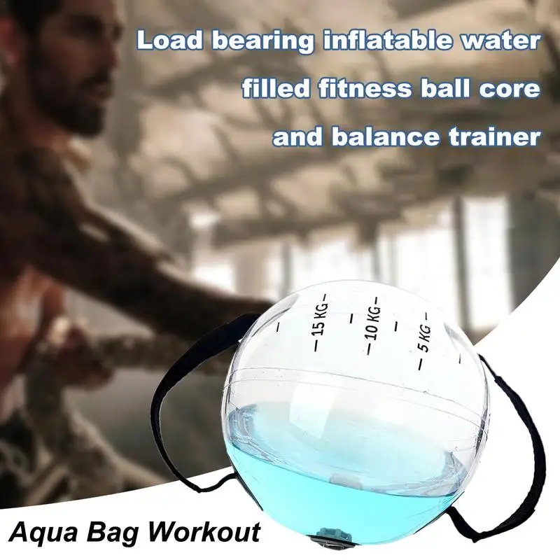 Bolsa de agua para hacer ejercicio, bolsa de agua redonda rellenable para entrenamiento de fuerza central, gimnasio en casa, suministros de entrenamiento ponderados para Yoga