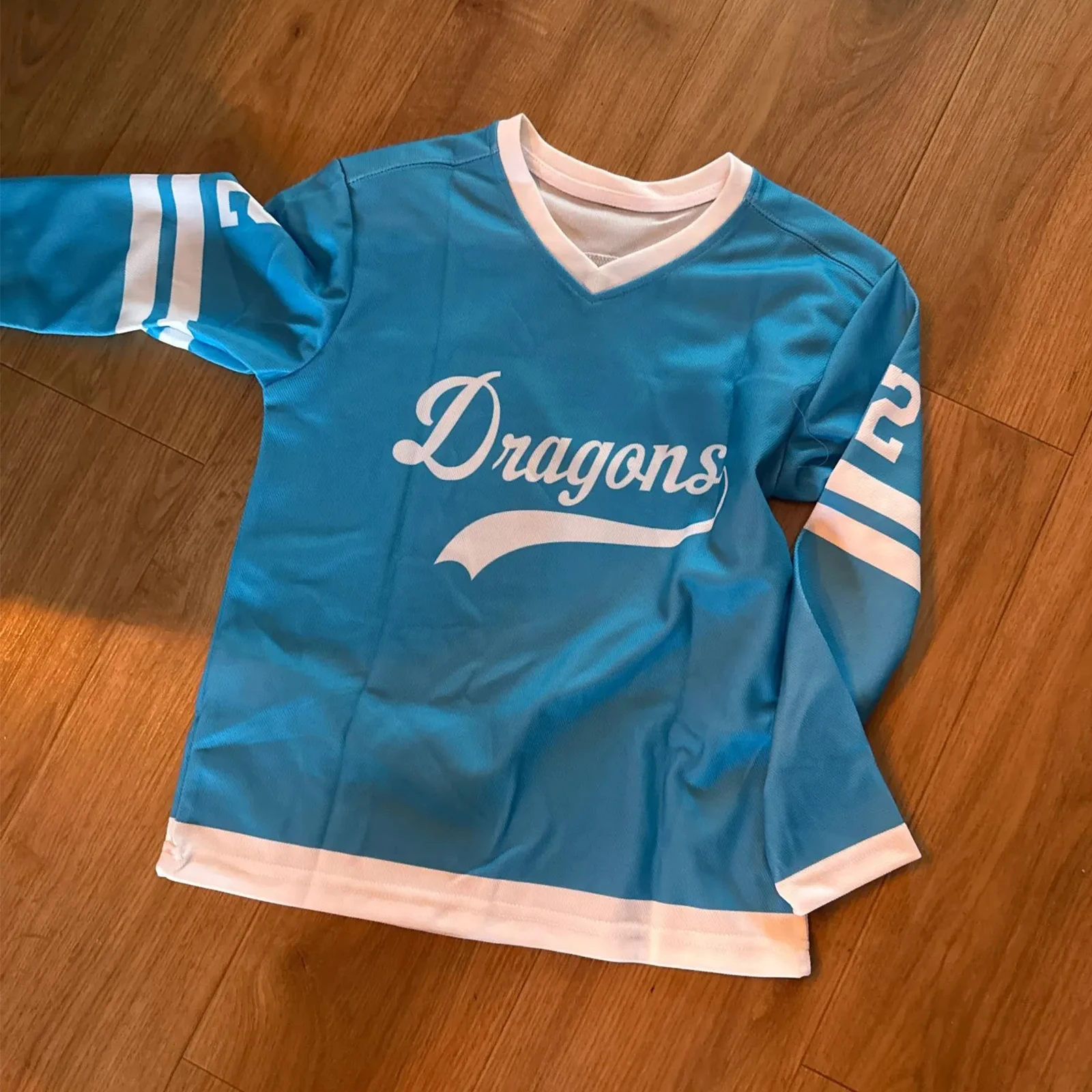 Personalized Youth Kids Ice Hockey Jersey Custom Printed Hockey Shirt with Team Name Number V-Neck Long Sleeves Sportswear S-XL