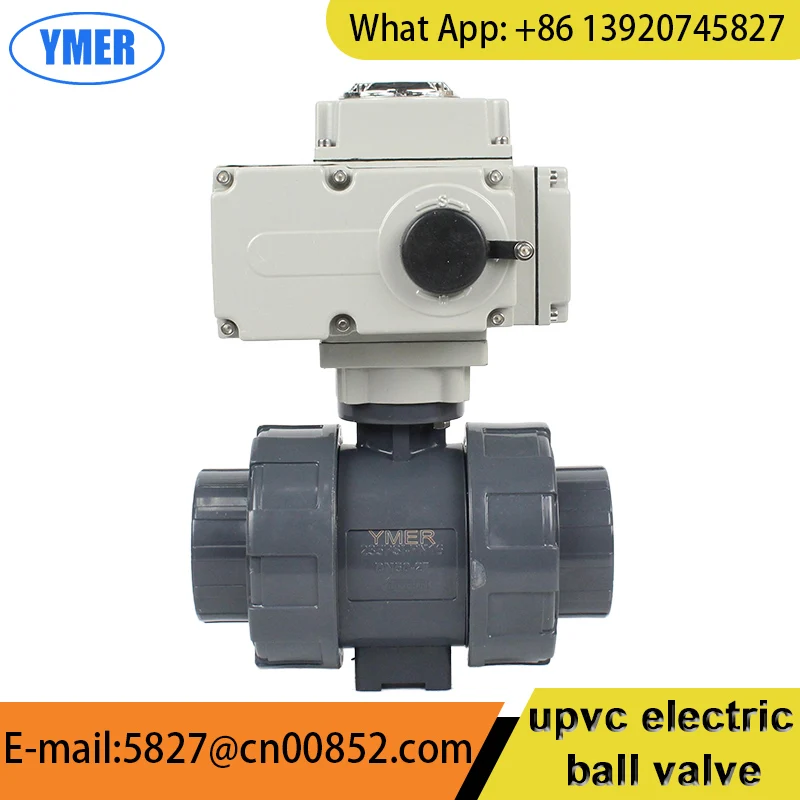 

2 way upvc electric ball valve AC220v DC24V PVC plastic corrosion-resistant alkali water treatment seawater chemicals in Stock