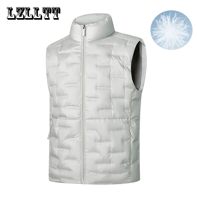Winter Men Fashion Down Vests Mens waterproof Casual Down Sleeveless Vest Jackets Mens Autumn Couple Lightweight Work Waistcoat
