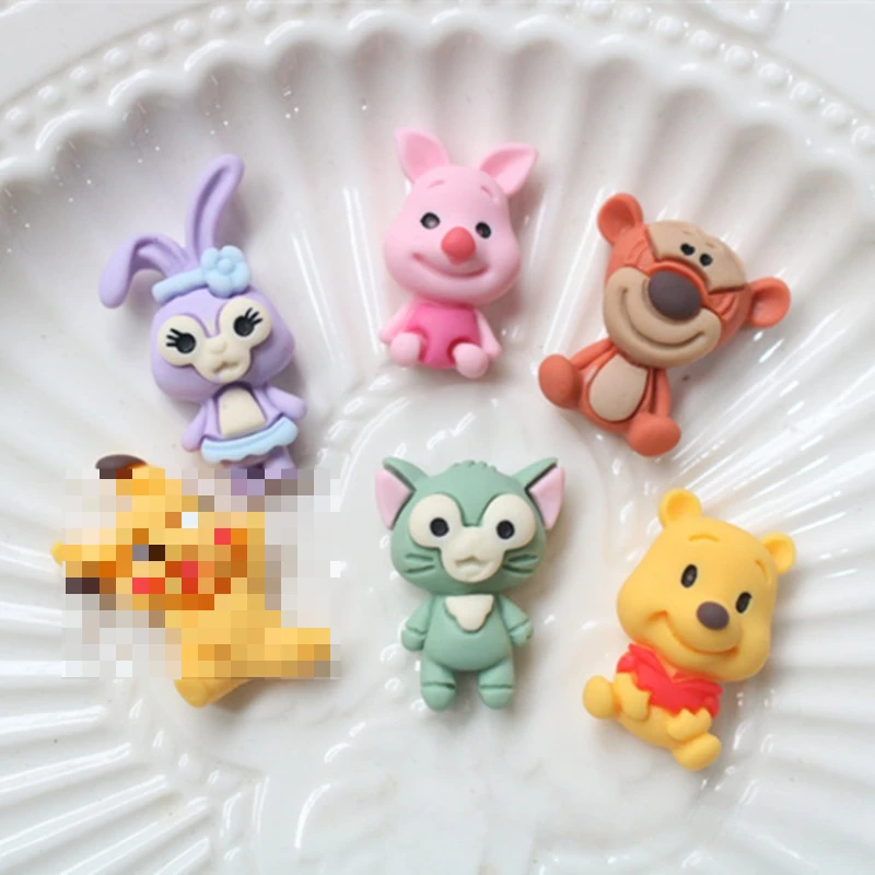 5pcs Cartoon Animals Disney Winnie Flatback Resin Charms Crafts Embellishments Diy Cabochons Decoration Accessories