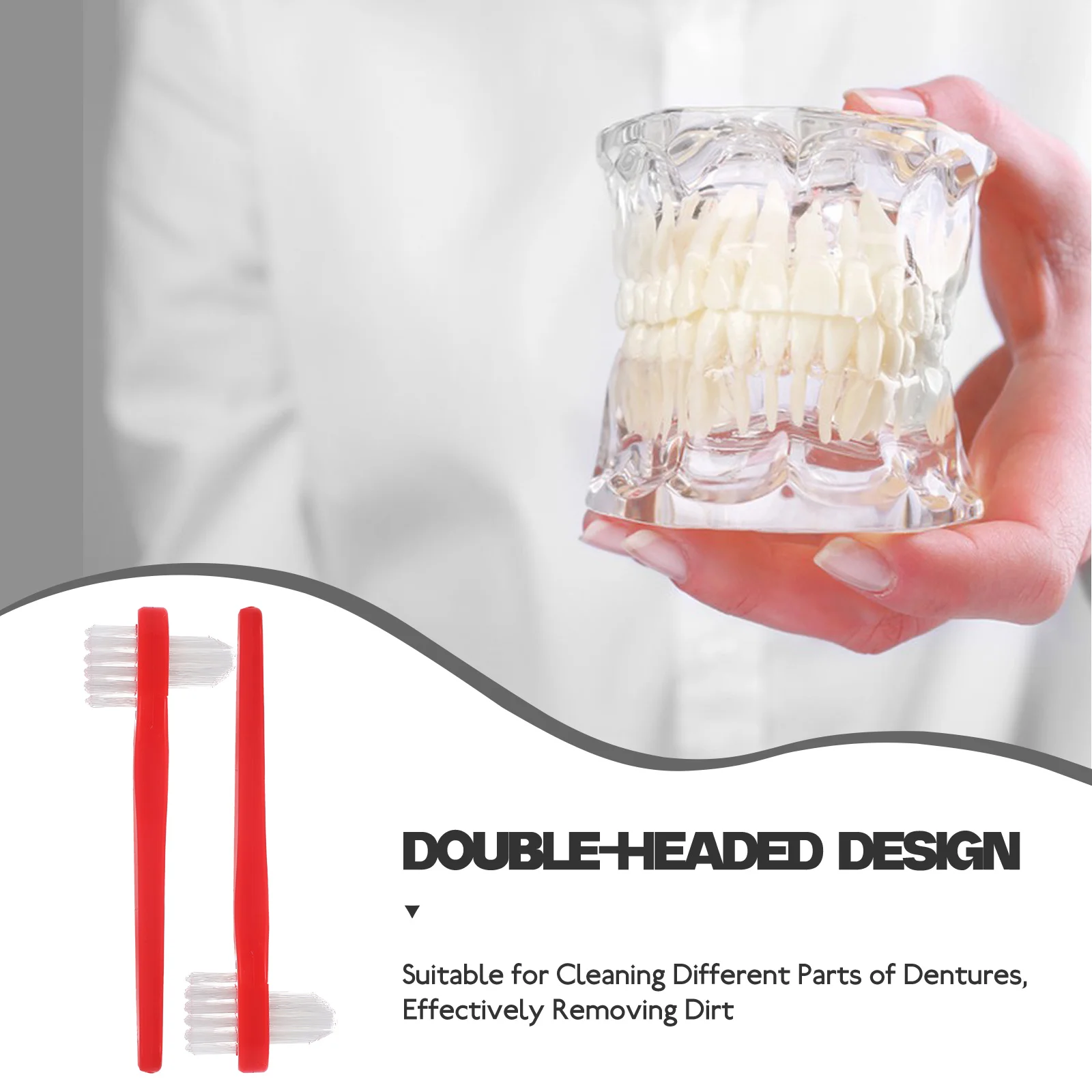 

4pcs Denture Brushes Double Sided Portable Toothbrush For Dentures Travel Size Cleaning Tool False Teeth Care