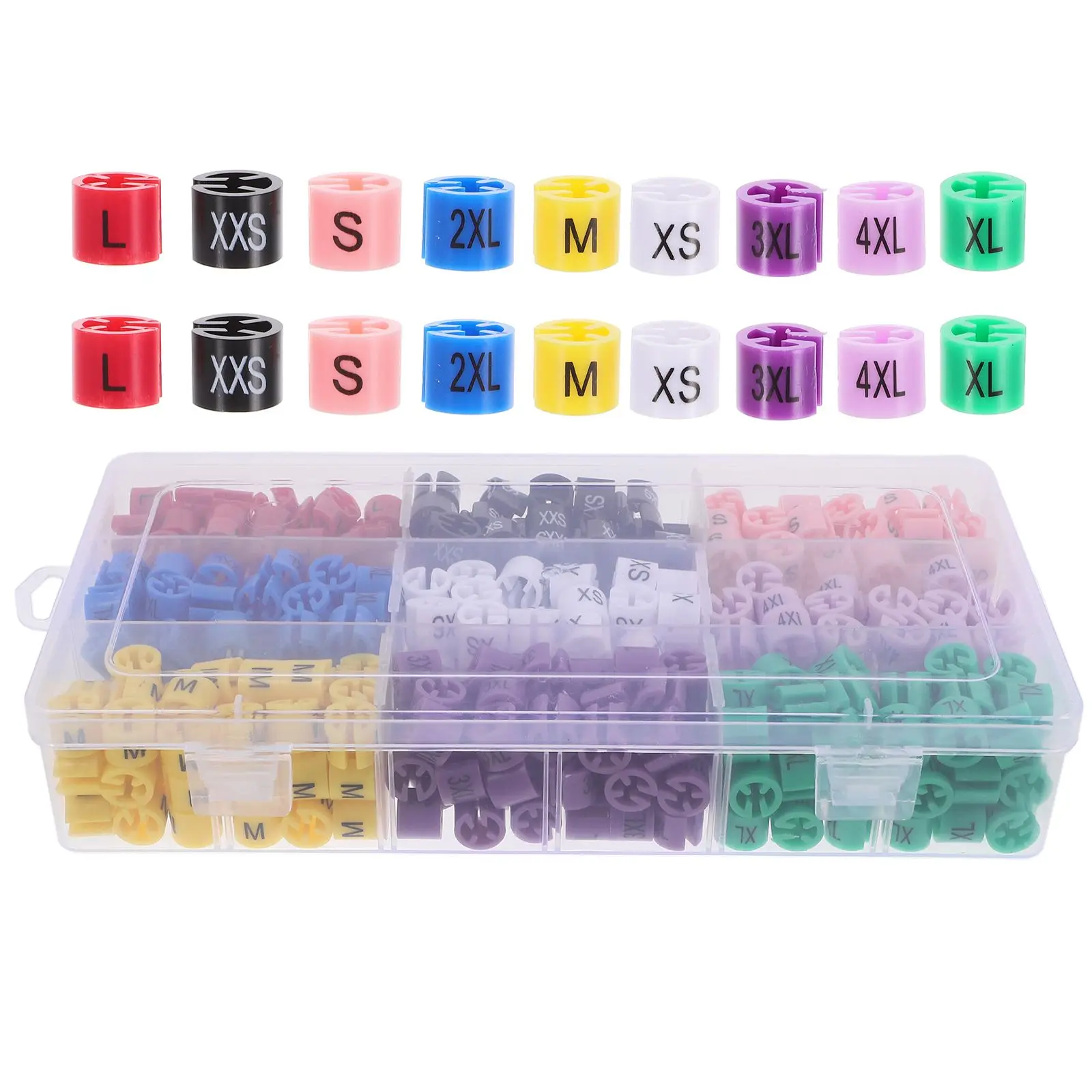 

450 Pcs Size Ring Clothes Hangers Plastic Marker Tags Assortment Kit Storage Box Garment Hanger Marker Efficient Use