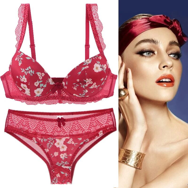 2023 New Sexy Ladies Bras Set For Big Boops BCDE Cup Bow Floral Underwear Black Beige Blue Red White Lace Women Lingerie