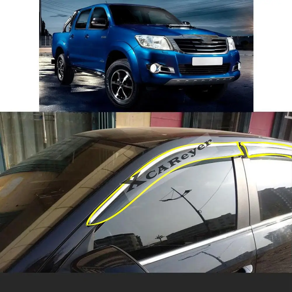 For Toyota Hilux Fortuner Sw4 2012 2013 2014 Car Body Styling Sticker Plastic Window Glass Wind Visor Rain/Sun Guard Vent Parts