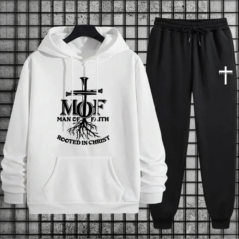 Jesus Christ Tracksuit for Men Hoodie + Sweatpants Urban Casual Fashion Sportswear Fall Winter Home Outdoor Comfort Warm Outfit