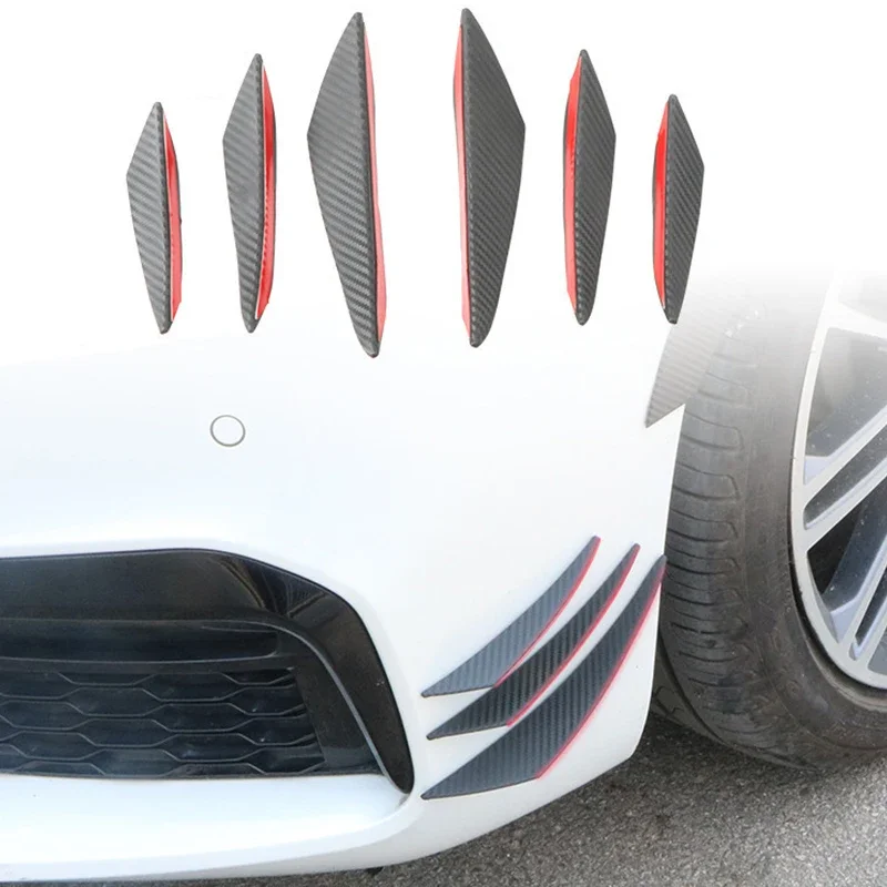 6pcs/set Universal Front Bumper Lip Decoration Diffuser Splitter Fins Body Spoiler Canards Valence Chin Car Tuning Canard