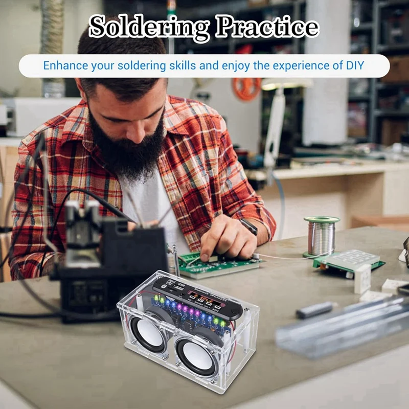 مجموعة سماعات بلوتوث DIY، مجموعة ممارسة لحام راديو FM مع طيف LED وجهاز تحكم عن بعد