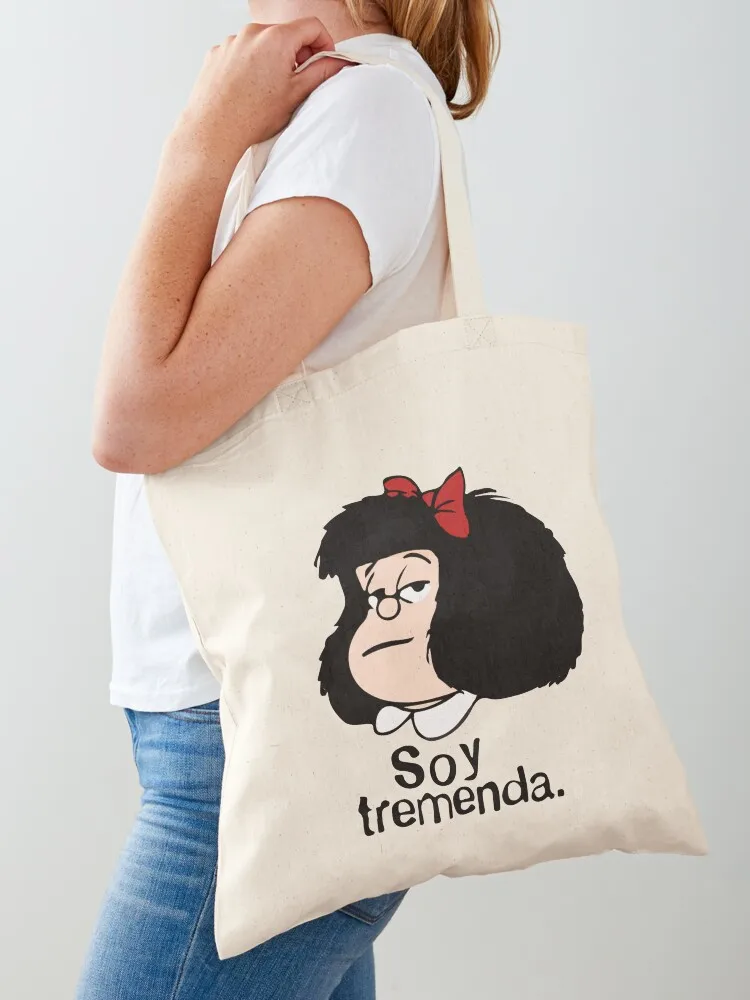 MAFALDA AM TREMENDA QUINO COMIC ARGENTINO Tote Bag shopping bags foldable supermarket folding bag Canvas Tote Bag