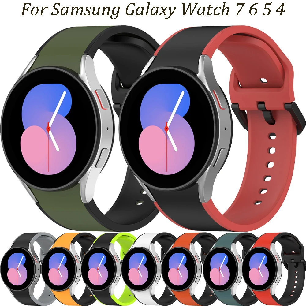 20mm No Gap Silicone Strap For Samsung Galaxy Watch 7 6 5 4 40mm 44mm Sports Band Wristband Galaxy Watch 6 Classic 43/47mm Belt