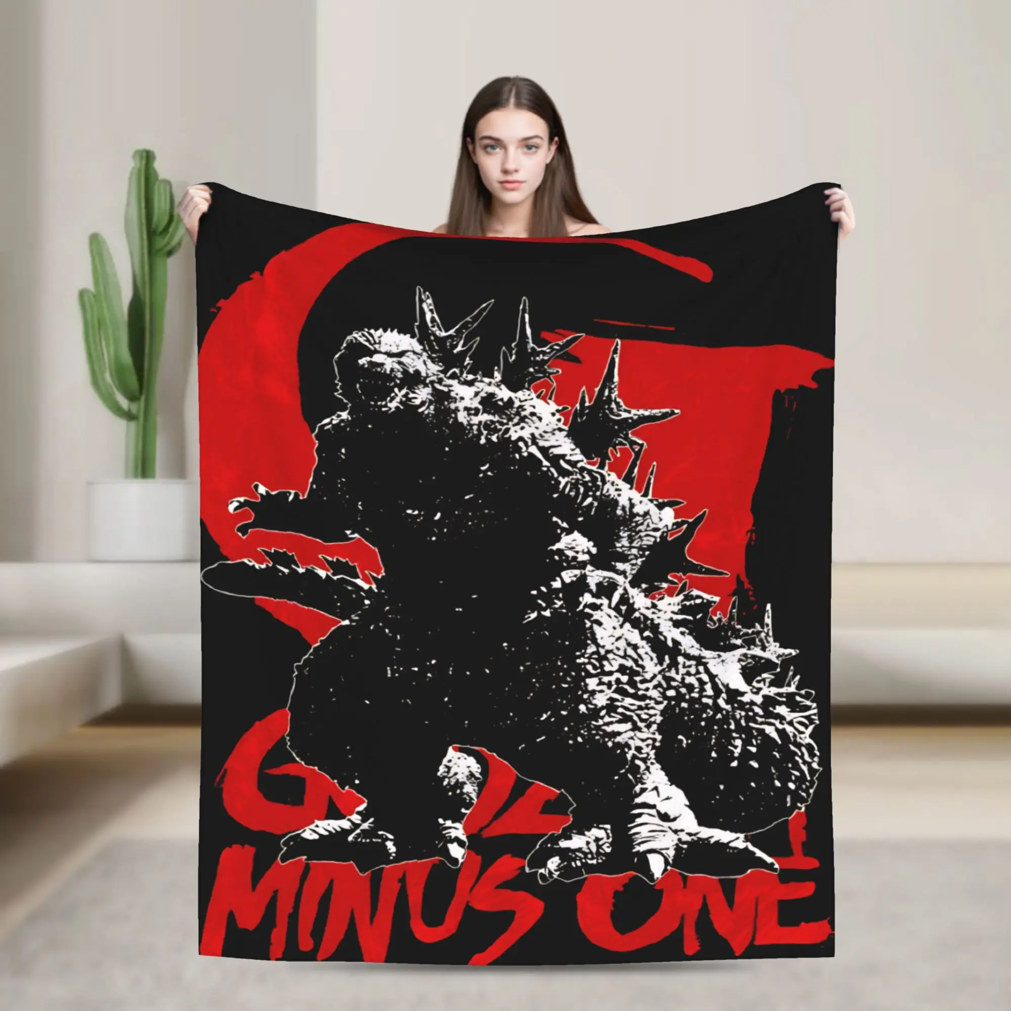 Godzilla Minus One Flannel Blanket  Super Warm Throw Blanket for Bedroom Camping Print Bedspread Sofa Bed Cover