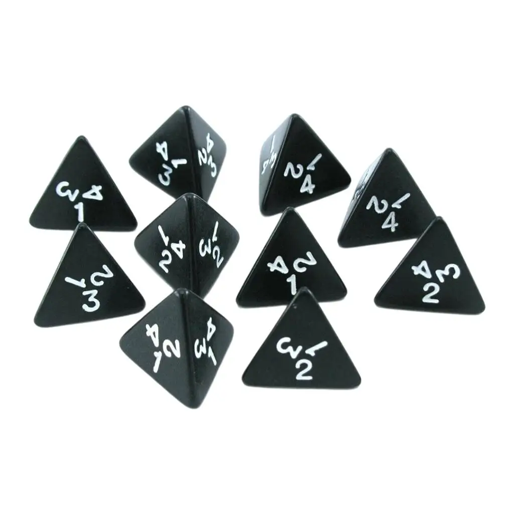 Acrylic Polyhedral Dice Set 10pcs Black D4 Dice for TRPG RPG Table Board Game Math Teaching Lovers