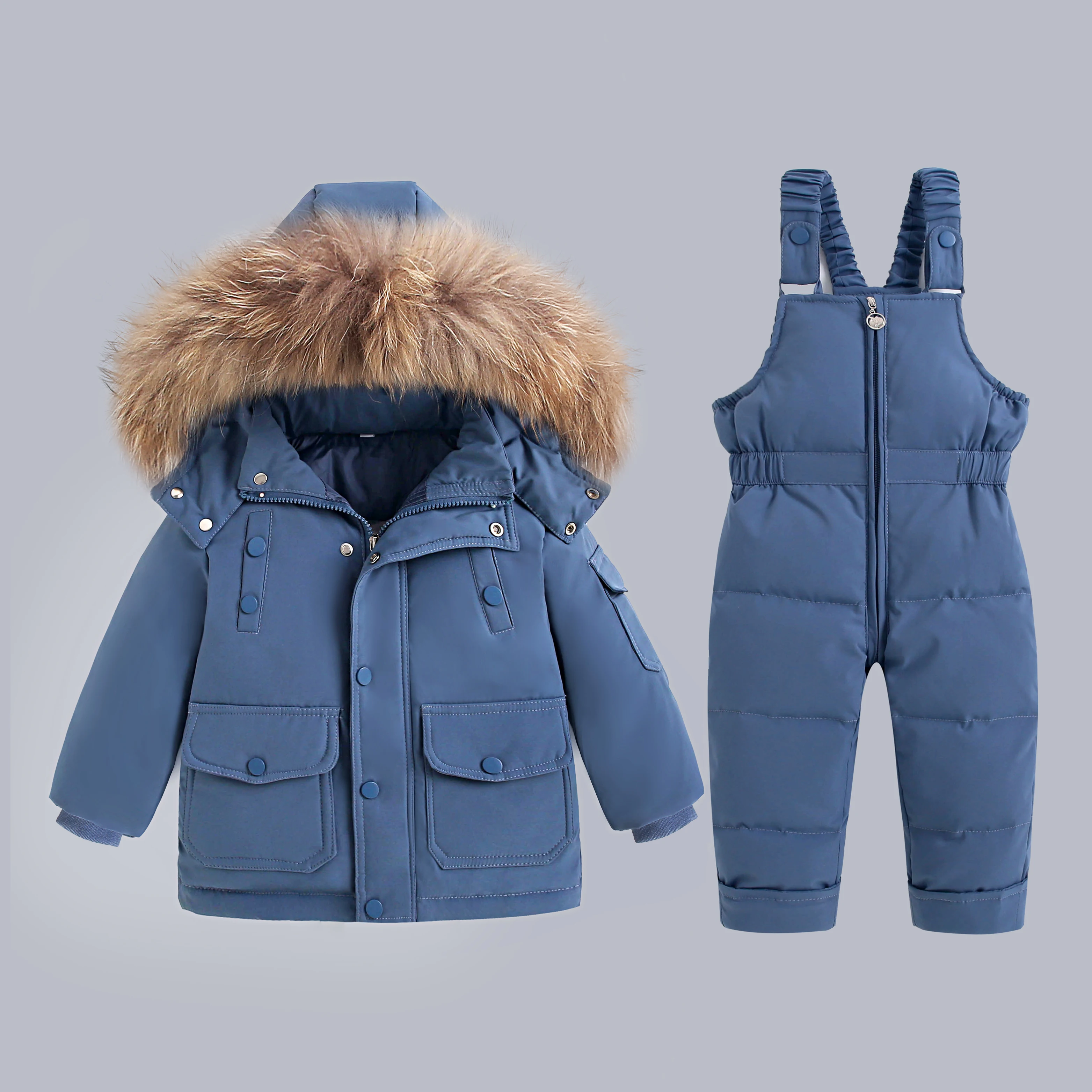 

Children clothing set Down Suit Autumn Winter Warm Boy Jacket Natural Fur Baby Girls Snowsuit Coat Kids Parkas Outwear clothes