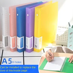 A5 Binders 20 Hole of Loose-leaf File Folder with Transparent Colorful PP Cover Document Organizer Paper Organizer Budget Binder