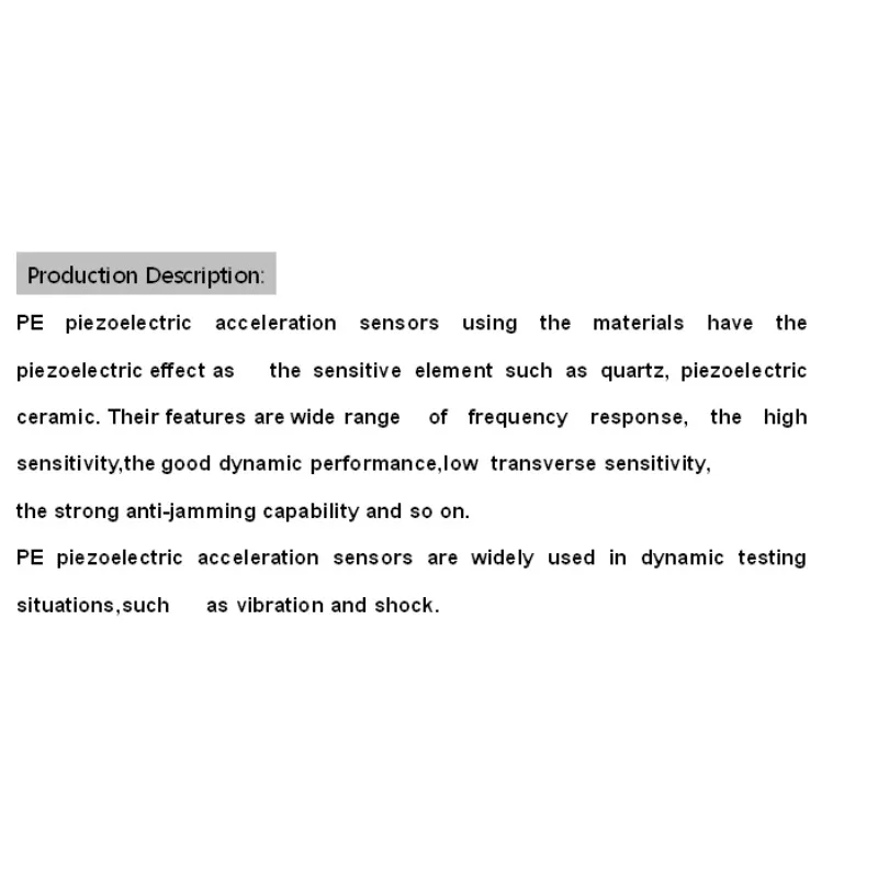 Stable Performance Piezoelectric Vibration Sensor YD-122; As A Reference Accelerometer;wide Frequency Range; High Stability