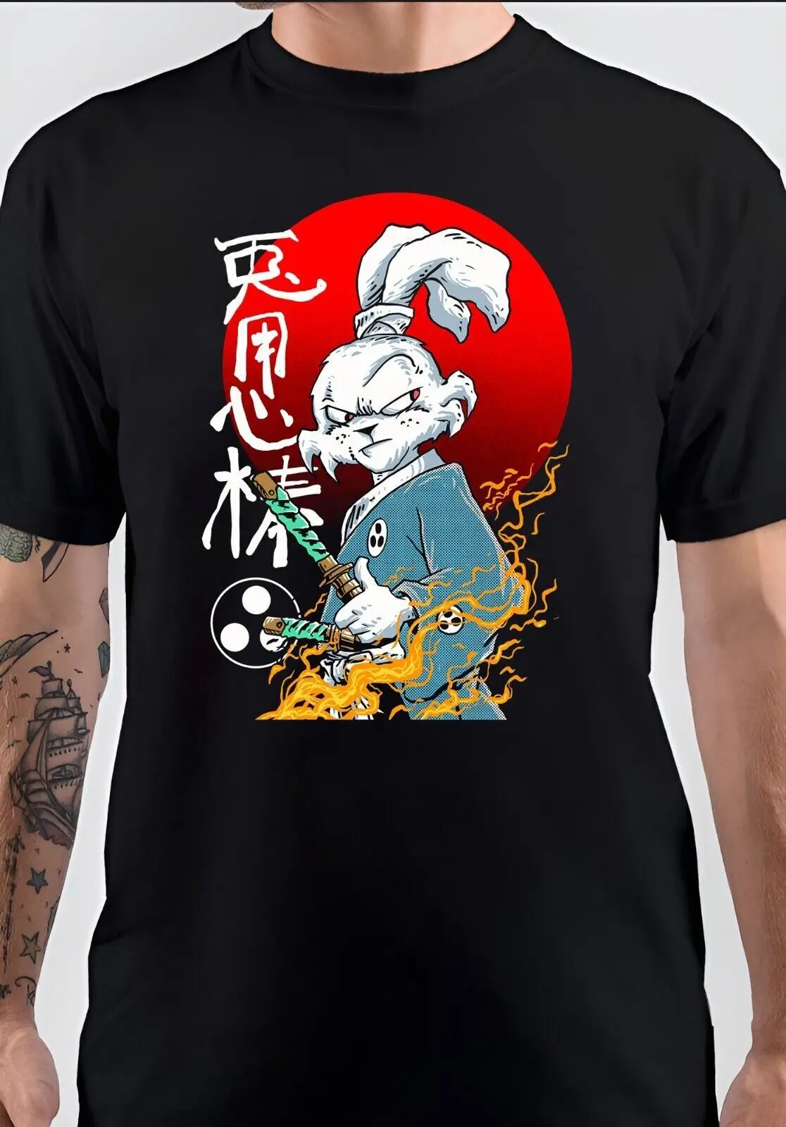 Camiseta Unisex japonesa NWT Usagi Yojimboo Rabbit Bunny Ninja Samurai