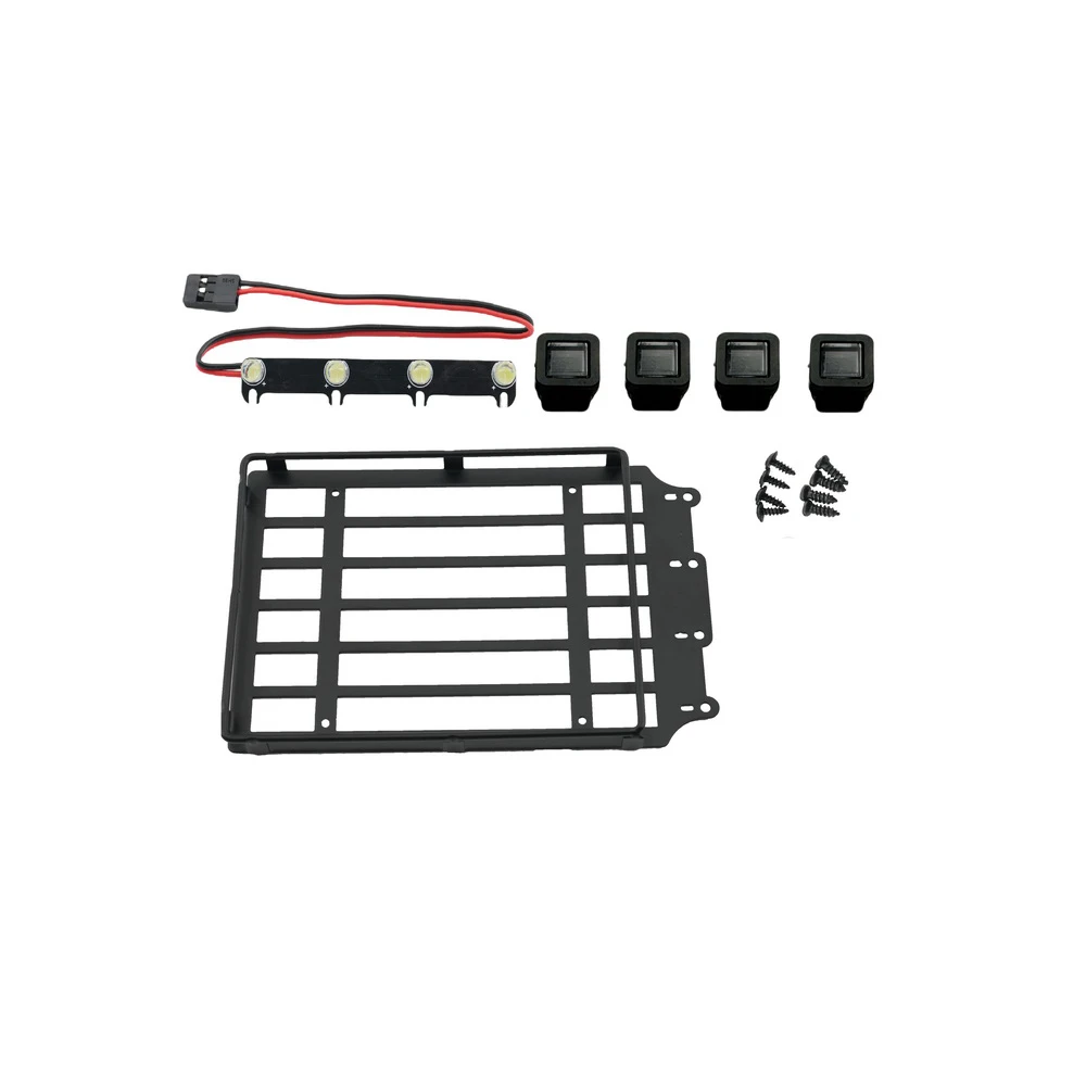 แร็คหลังคาอเนกประสงค์พร้อมไฟ LED สำหรับรถบังคับวิทยุ 1/18 JJRC C8801 อะไหล่รถบังคับแบบมีไฟสี่เหลี่ยม