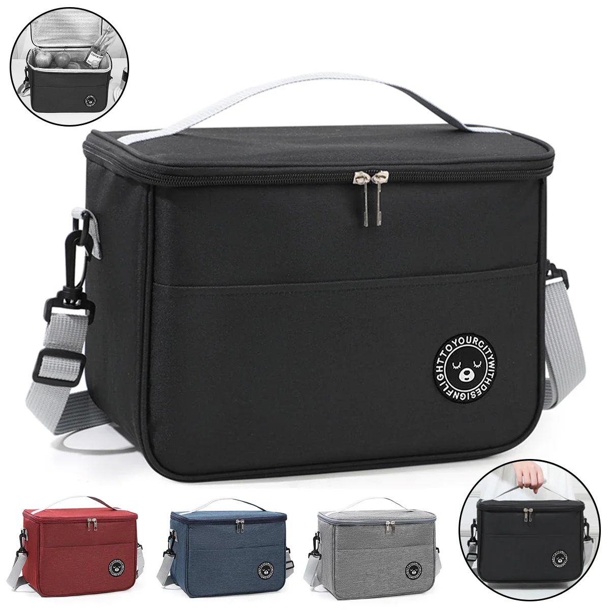

Capacity hand-held with shoulder strap insulated bag, lunch box bag, student thickened waterproof lunch bag。-zmt