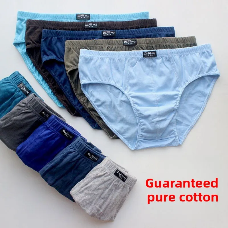 

5 Pack Men's Breathable Briefs with Pouch Support, 100% Cotton Dual-Layer Cool Underwear, Mid Rise Comfort for Daily Wear