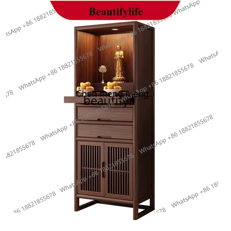 G153  Black walnut simple Buddha shrine new Chinese style Shentai home worship Buddha Tai Guanyin Buddha cabinet