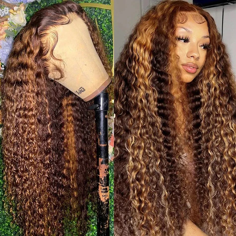 MELODIE 180 Density Hd Lace Highlight Wig Human Hair Wigs Glueless Curly Colored Honey Blonde Water Wave 13x4 Deep Wave Fro