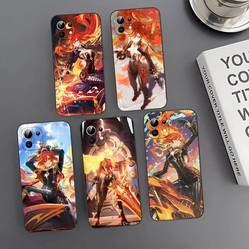 

G-Genshin Impact Mavuika Slim Black Shockproof Phone Case: Snug Fit For Xiaomi 12,11,12S Ultra Redmi Note 11,10T,9,9A,8Pro,8T,5G